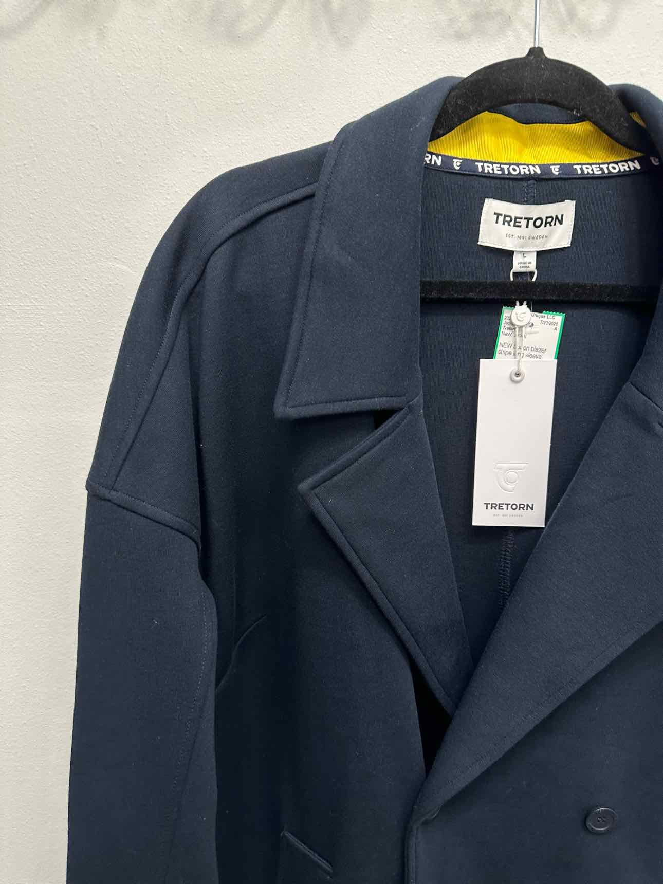 Tretorn NEW NWT Button Down Blazer Stripe Decor Size Large Navy Jacket