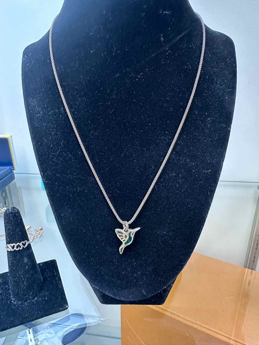 Sterling Silver 18" Rope Necklace with Hummingbird Pendant