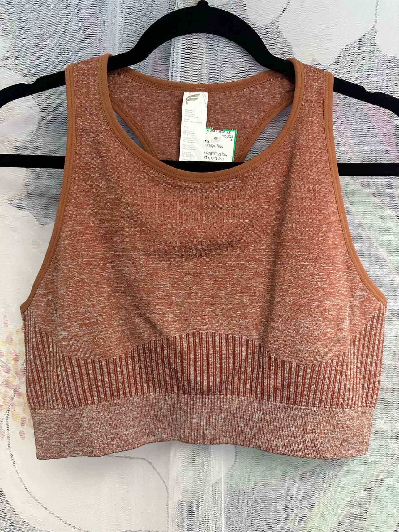 Fabletics NEW NWT Seamless Low Impact Sports Bra Racerback Size XL Burnt Orange