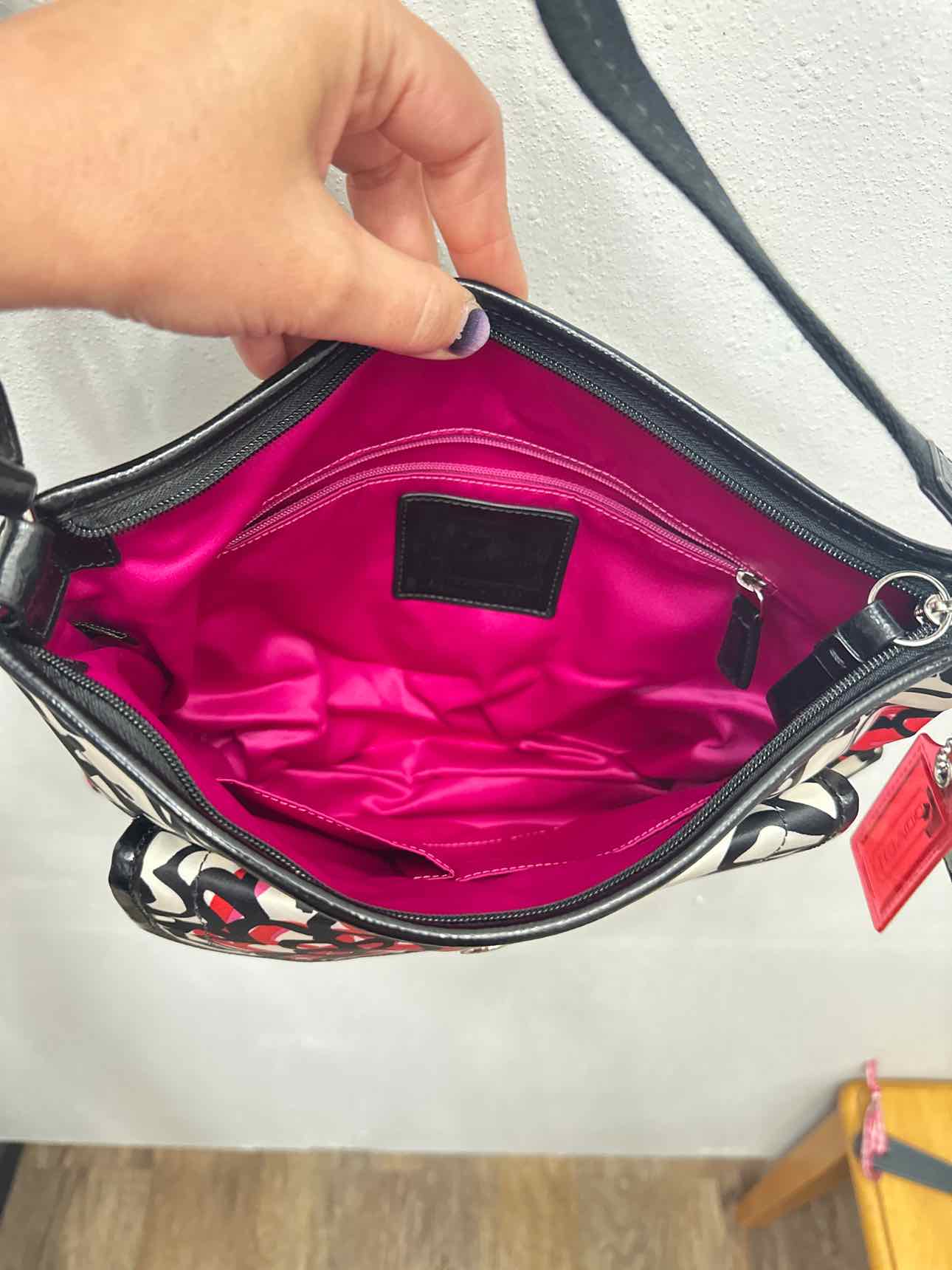 Coach Poppy Graffiti Kyra Messenger Black White Pink Handbag