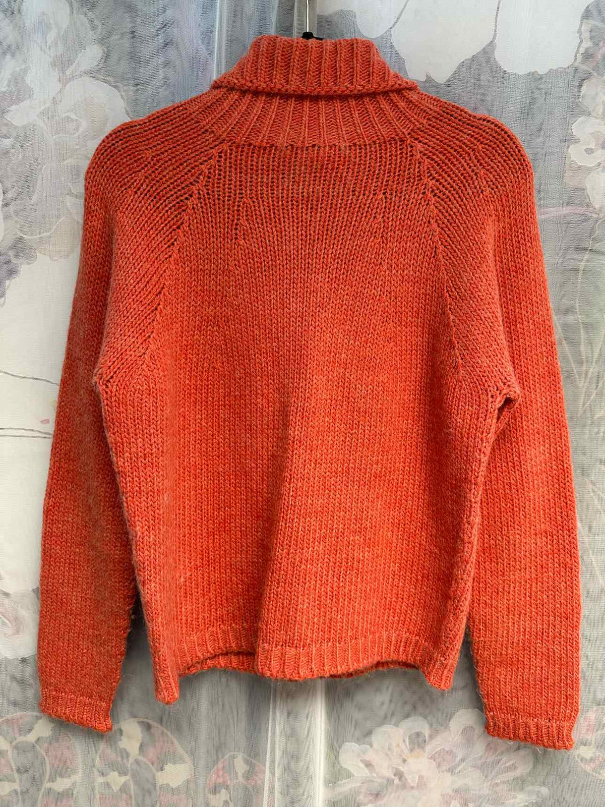 Quadro Italian Wool Blend Cowl Neck Heavy Size Medium Orange Sweater