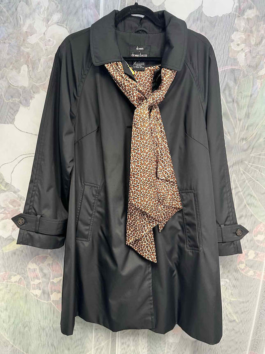 Dennis Brasso Nylon w/ Leopard Print Scarf Medium Black/Brown Duster Raincoat