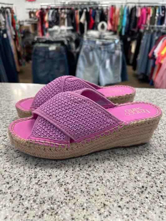 Franco Sarto Size 7.5 Hot Pinkslip on woven espadrille platform NEW Shoes