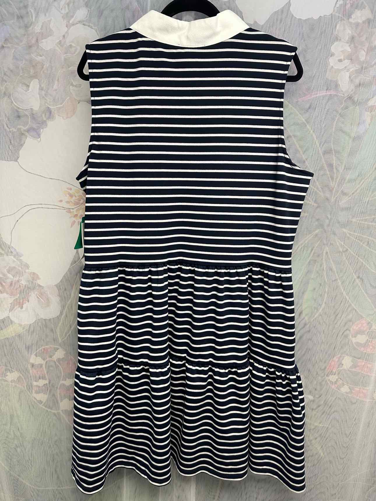 Nautica NEW NWT Striped Sleeveless Collared V-Neck XL Navy/White Smock Dress