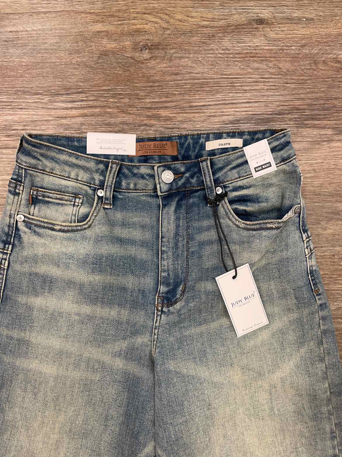 Judy Blue High Waist Marian Culotte with Side Shaping Seams Warm Tinted Indigo Jeans