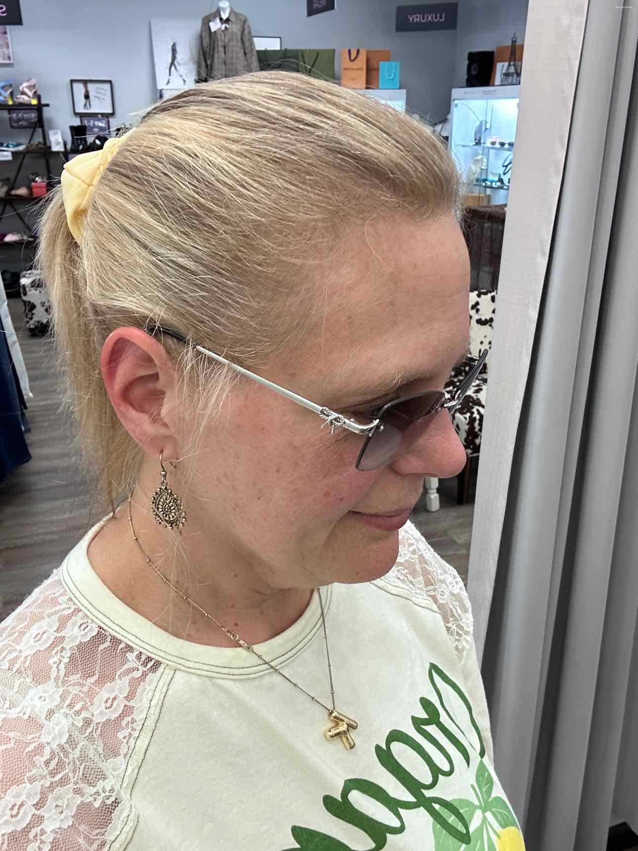 Tiffany & Co. Rimless Rectangle Shape Gradiant Brown Silver Bow Frame Sunglasses