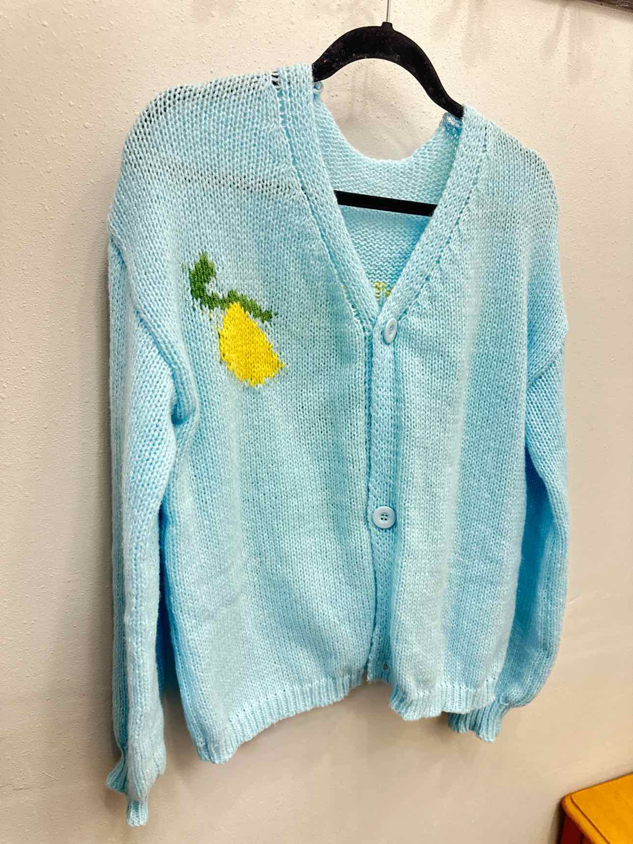 Limon Cello Size XL Light Blue Lemon Cardigan