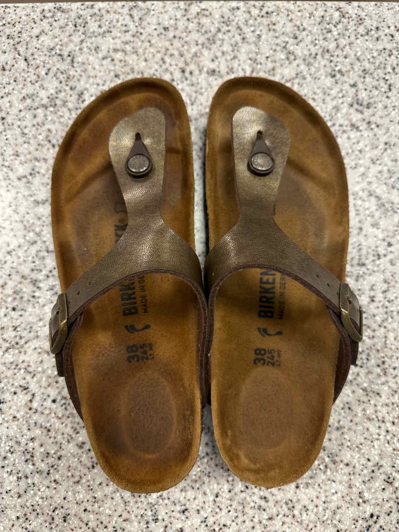 Birkenstock Size 38 Golden Brown Narrow Gizeh Classic Thong Sandal
