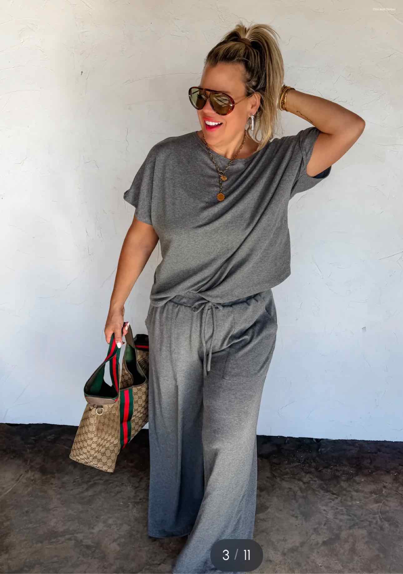 Simple Comfort Lounge Set, Short Sleeve Top and Lounge Knit Pant Set
