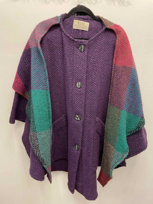 Aran Sweater Market Size One Size purple Poncho