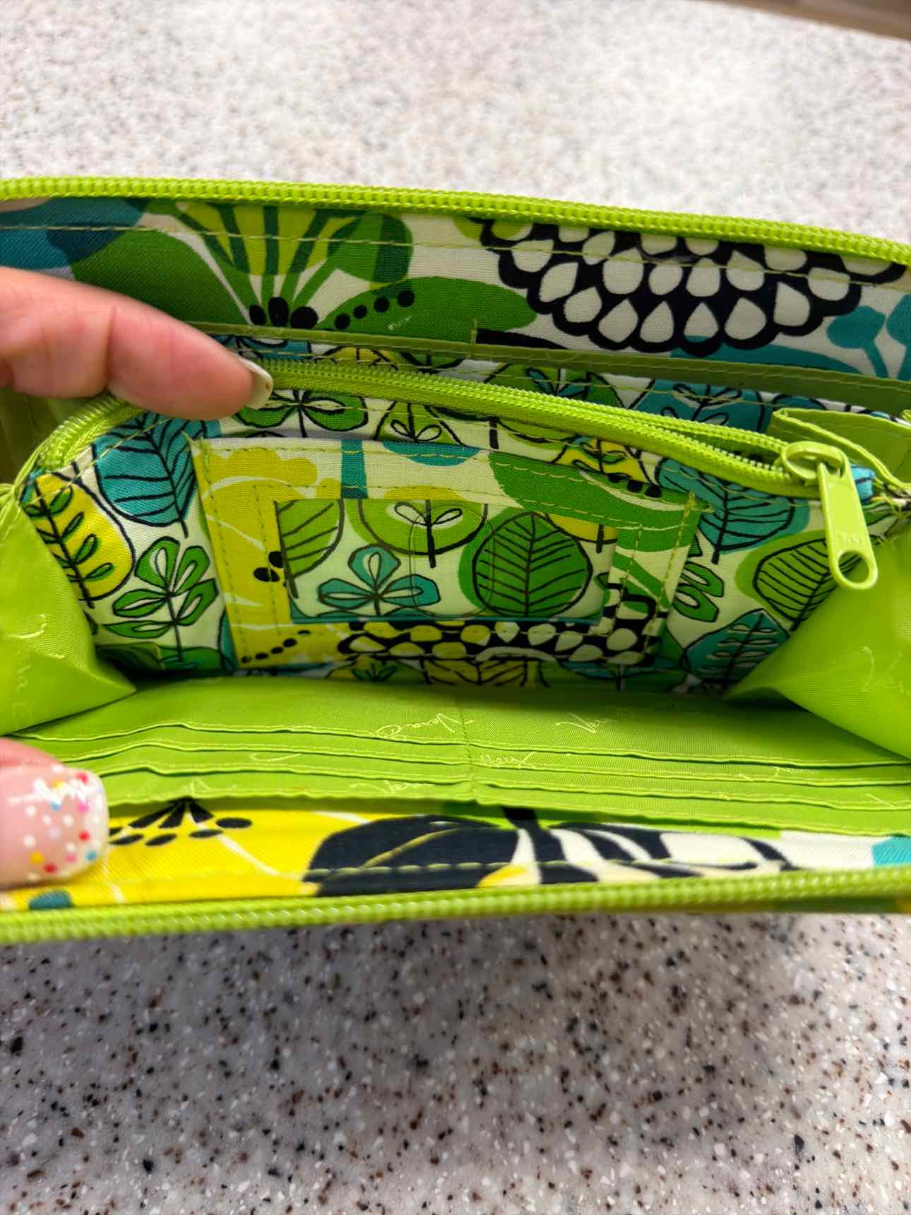 Vera Bradley Retired Print Lime's Up Chartreuse Floral Print Zippy Long Wallet