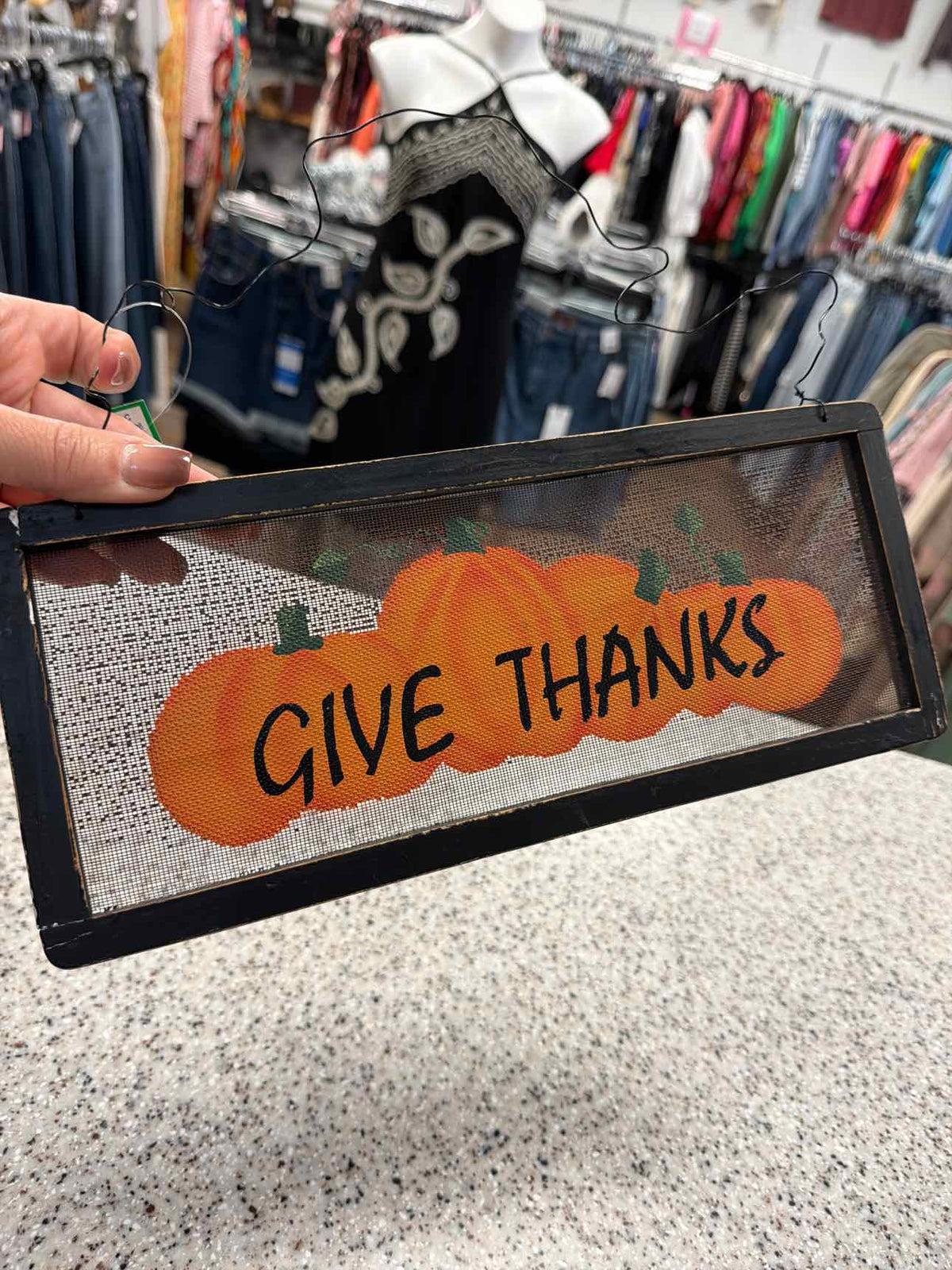 Primitive Painted "Give Thanks" Wood Frame Screen Home Decor