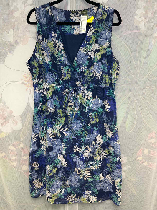 Eddie Bauer NEW NWT Surplice 100% Cotton Floral Print Size 1 Blue Dress