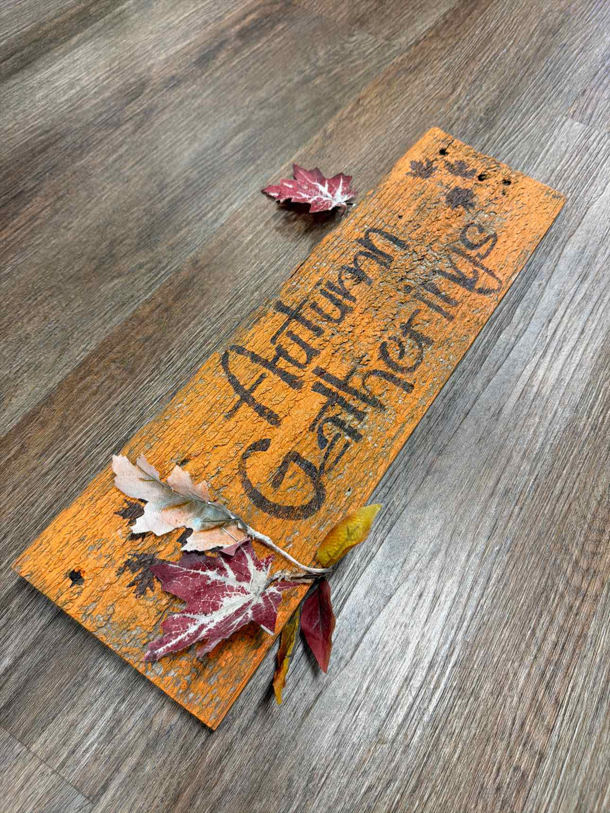 Autumn Gatherings Painted Wood Wall Plaque Household