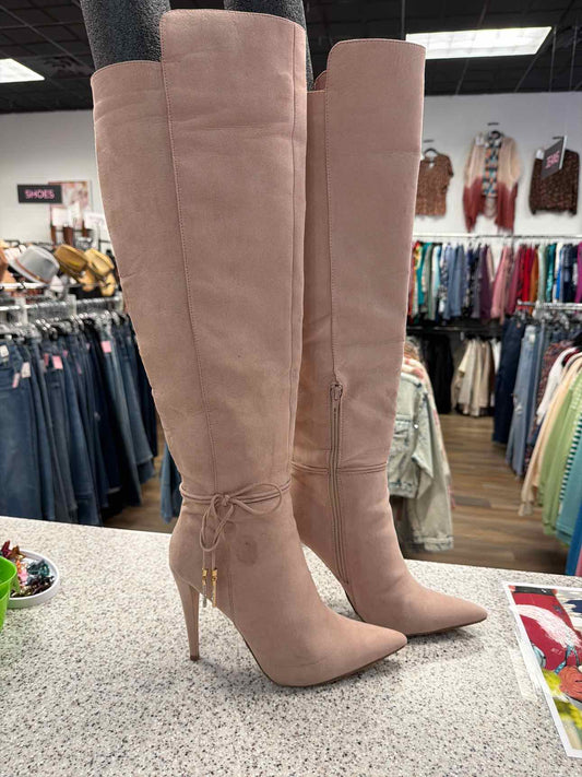 ShoeDazzle Blush Pink Faux Suede Over-The-Knee Boots Size 9