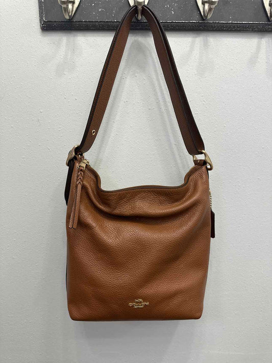Coach Caramel Brown Val Duffle Pebbled Leather Shoulder Bag Handbags