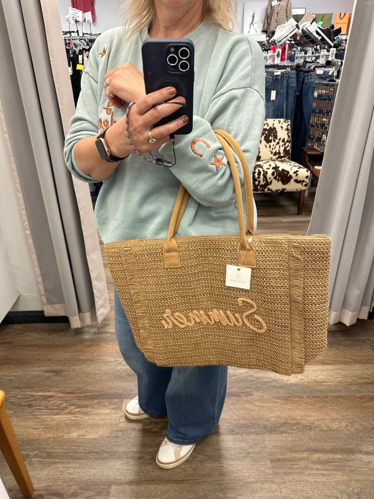 Woven Straw & Gold Lurex Summer Bag With Fringe Handbag