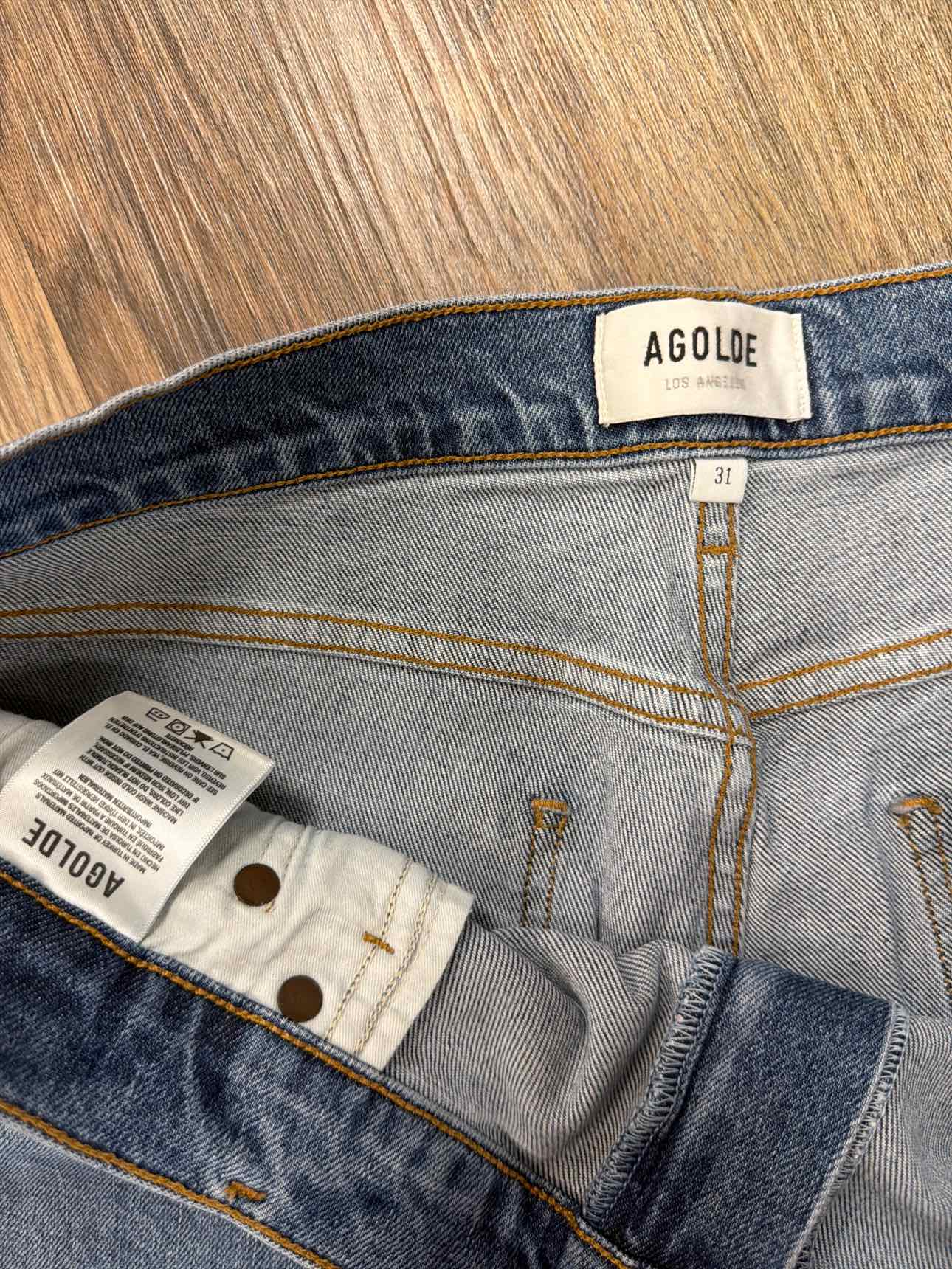 AGOLDE Size 31 Toni Straight Leg Distressed Raw Hem Denim Jeans