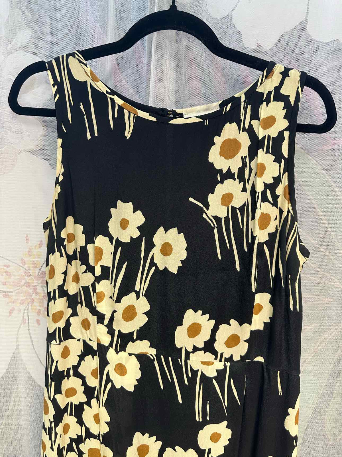 ottod'Ame Silk Blend Floral Print Sleeveless Midi Size 10 Black/white Dress