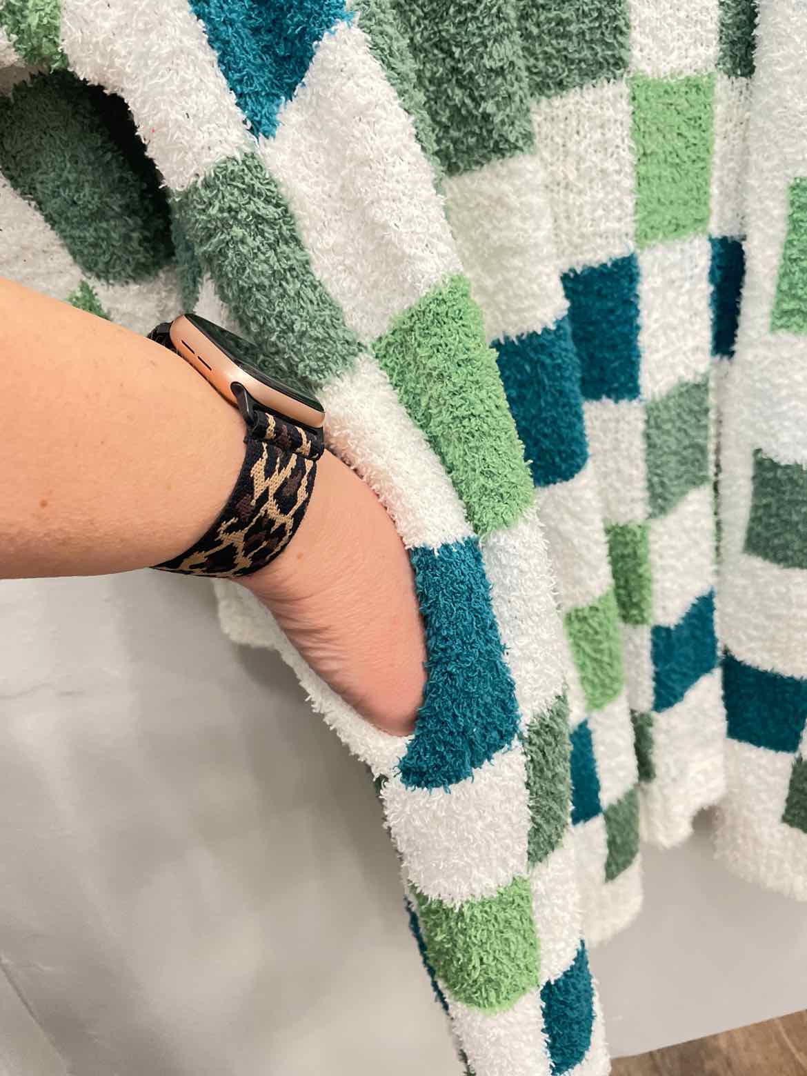 Checker Cloud Soft Green & White Cardigan