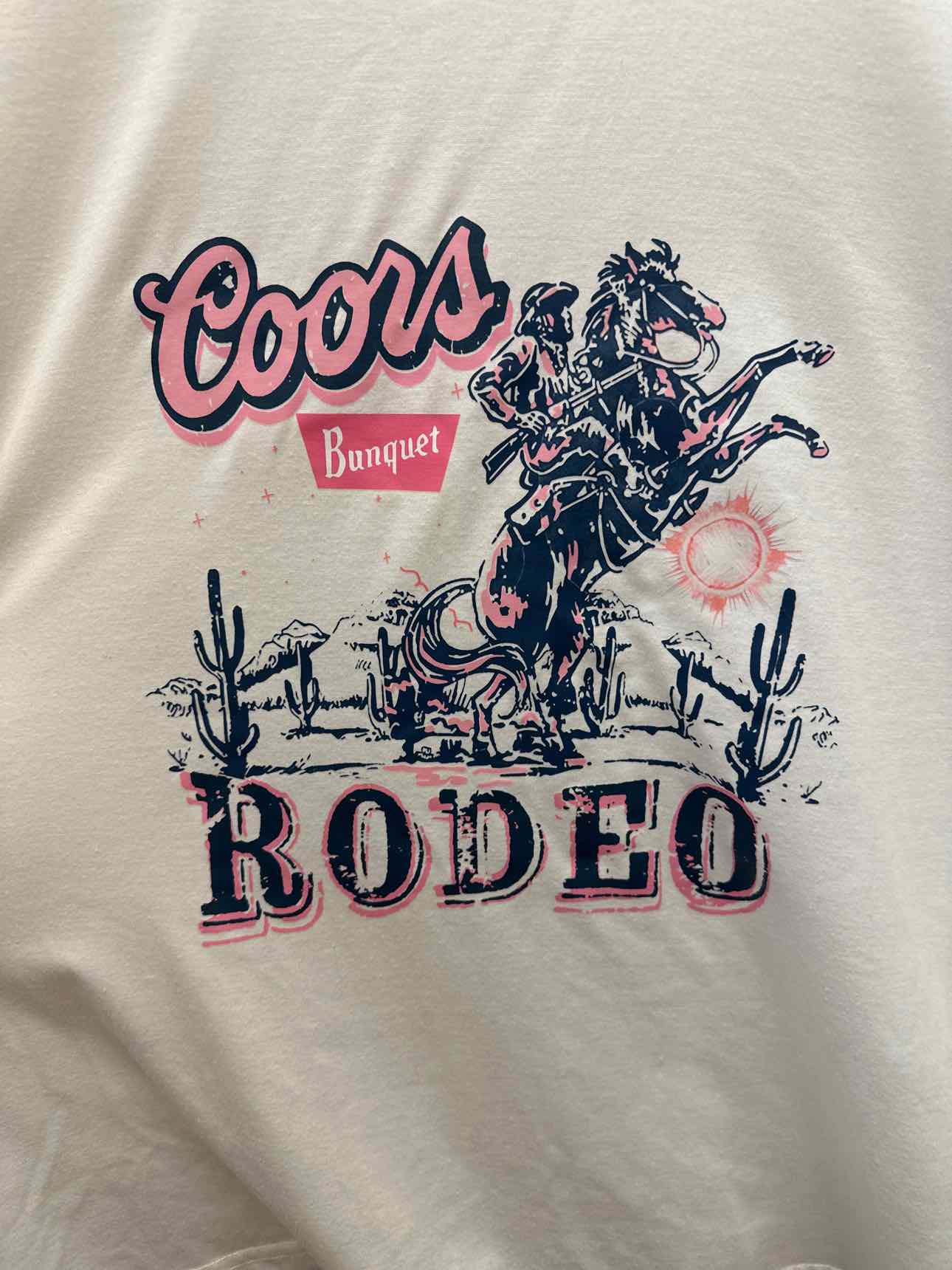 Coors Banquet Rodeo Pink and Navy Graphic Tee Tshirt Size xxl White Top
