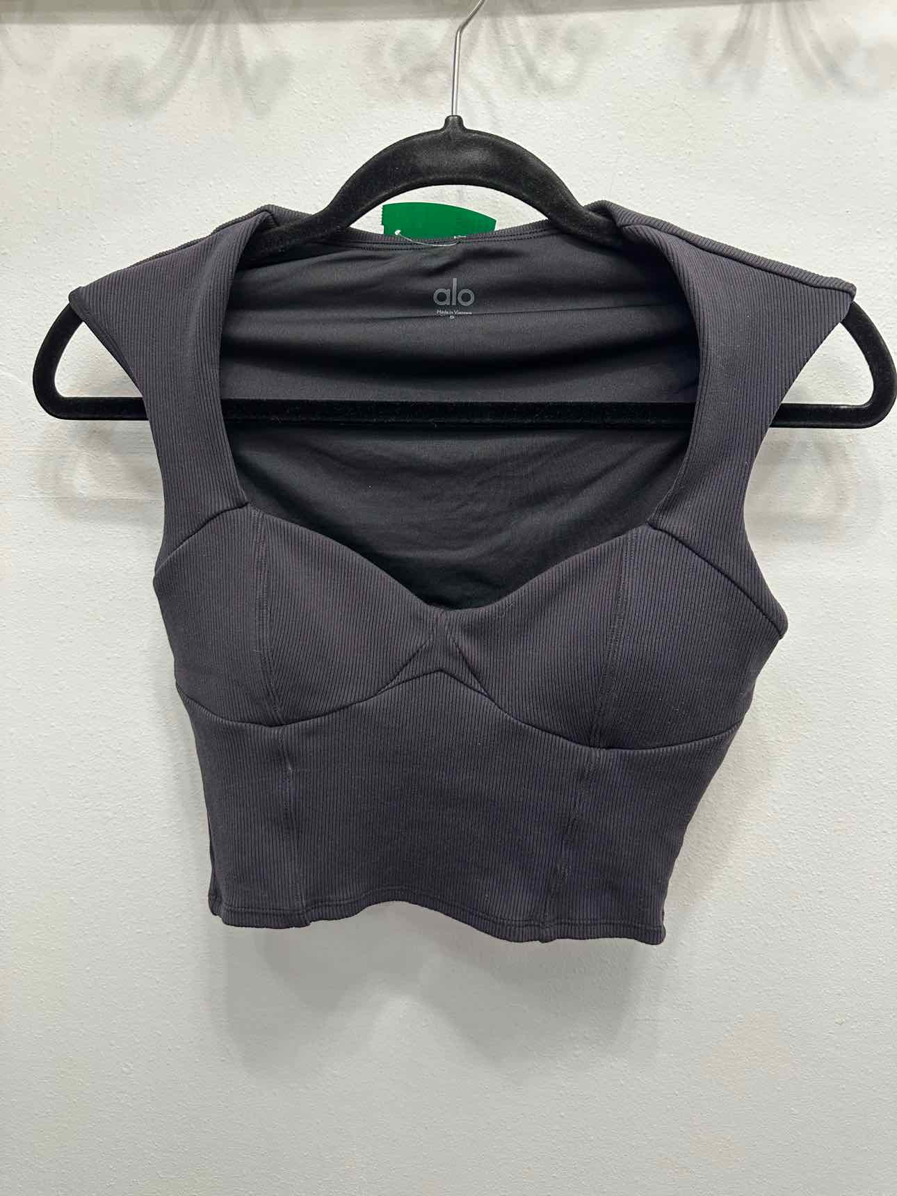Alo Ribbed Bustier Crop Size Small Black Top