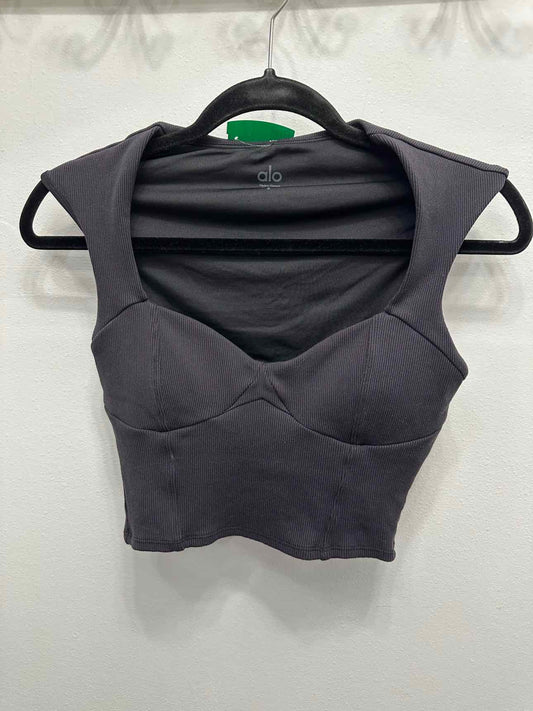Alo Ribbed Bustier Crop Size Small Black Top