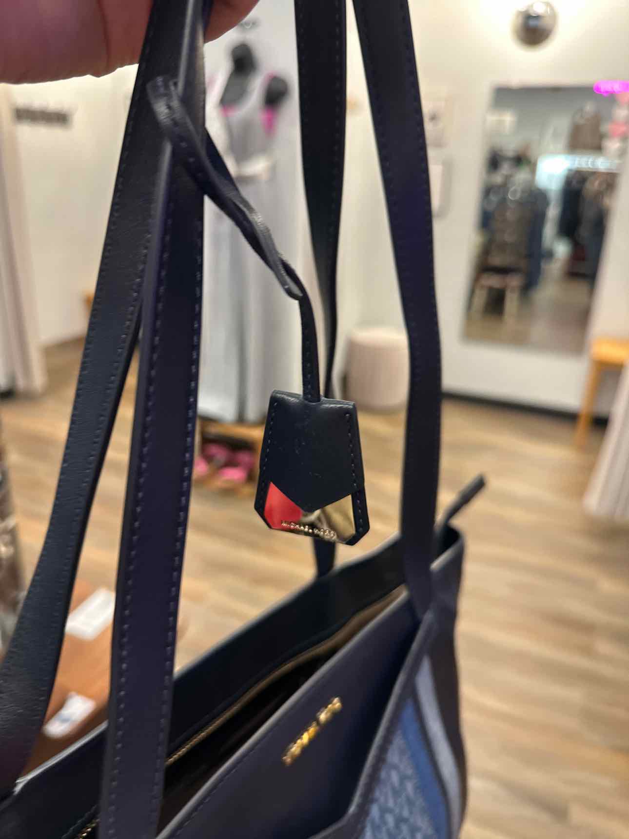 MICHAEL KORS Whitney Denim Blue and Navy Logo Shoulder Tote Handbag