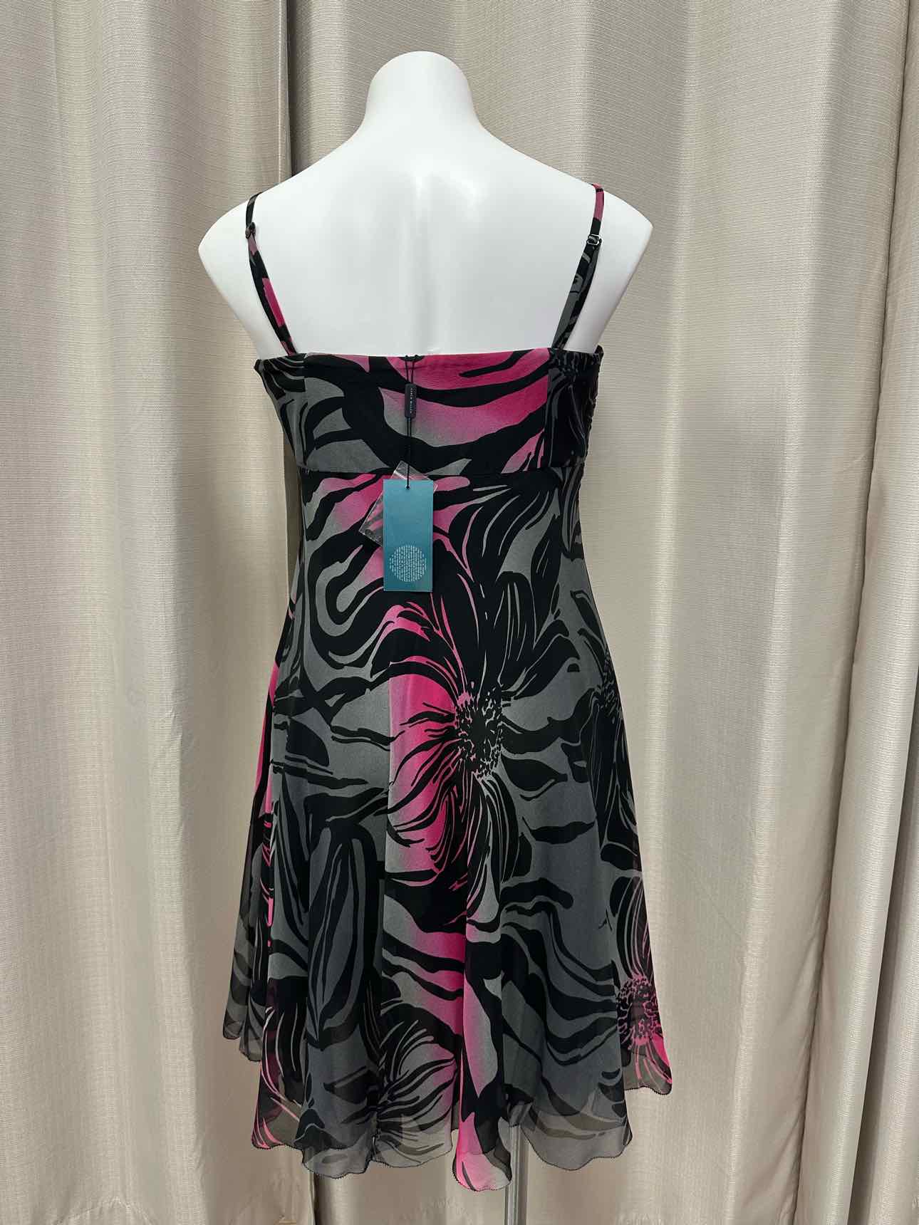 Karen Millen NEW NWT 100% Silk Zebra Floral Print Size 10 Grey/Pink Dress