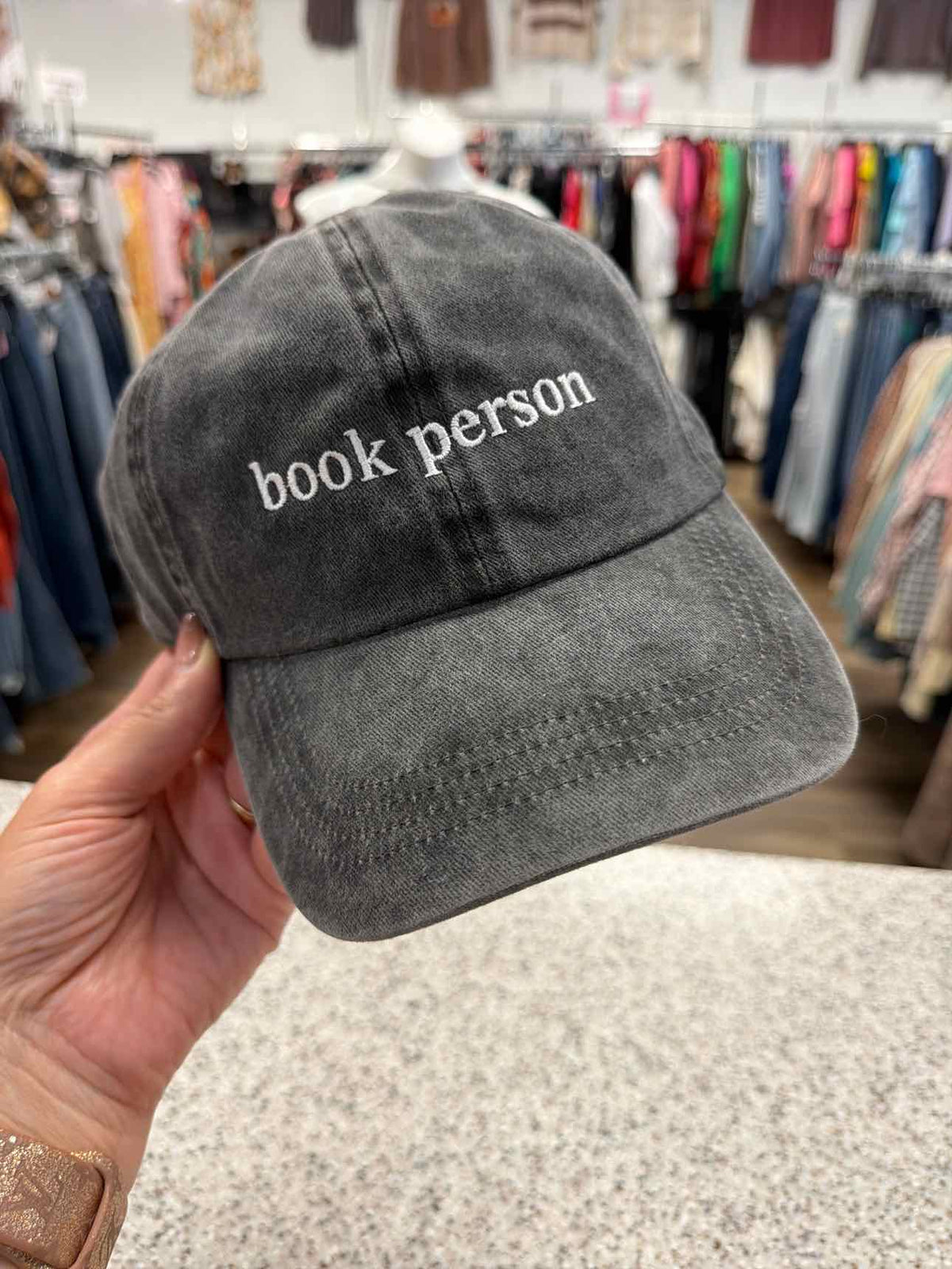 David and Young NEW "book person" white embroidered Gray Baseball Cap Hat