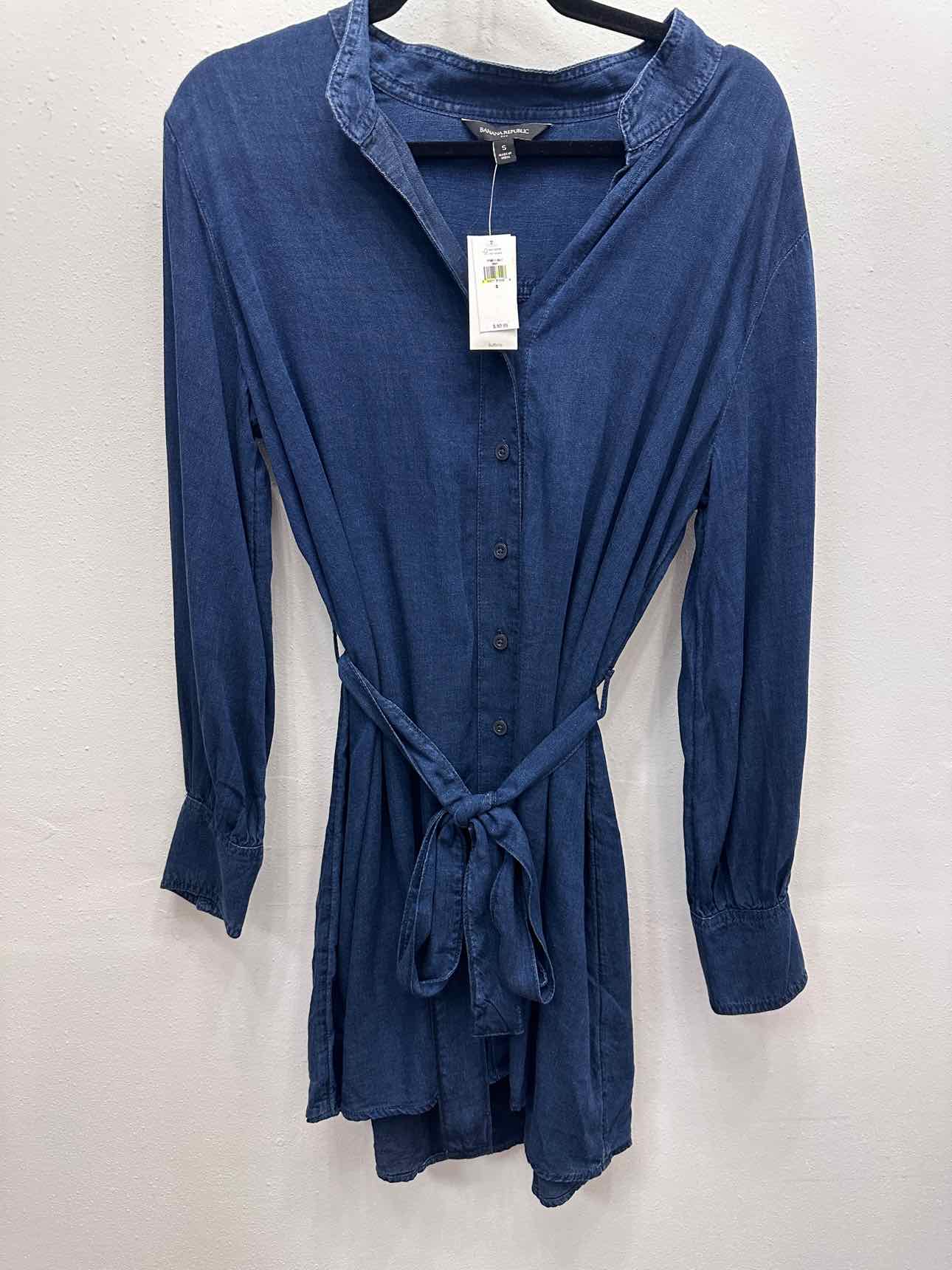 Banana Republic Size Small Blue Denim Long Sleeve Shirt Dress
