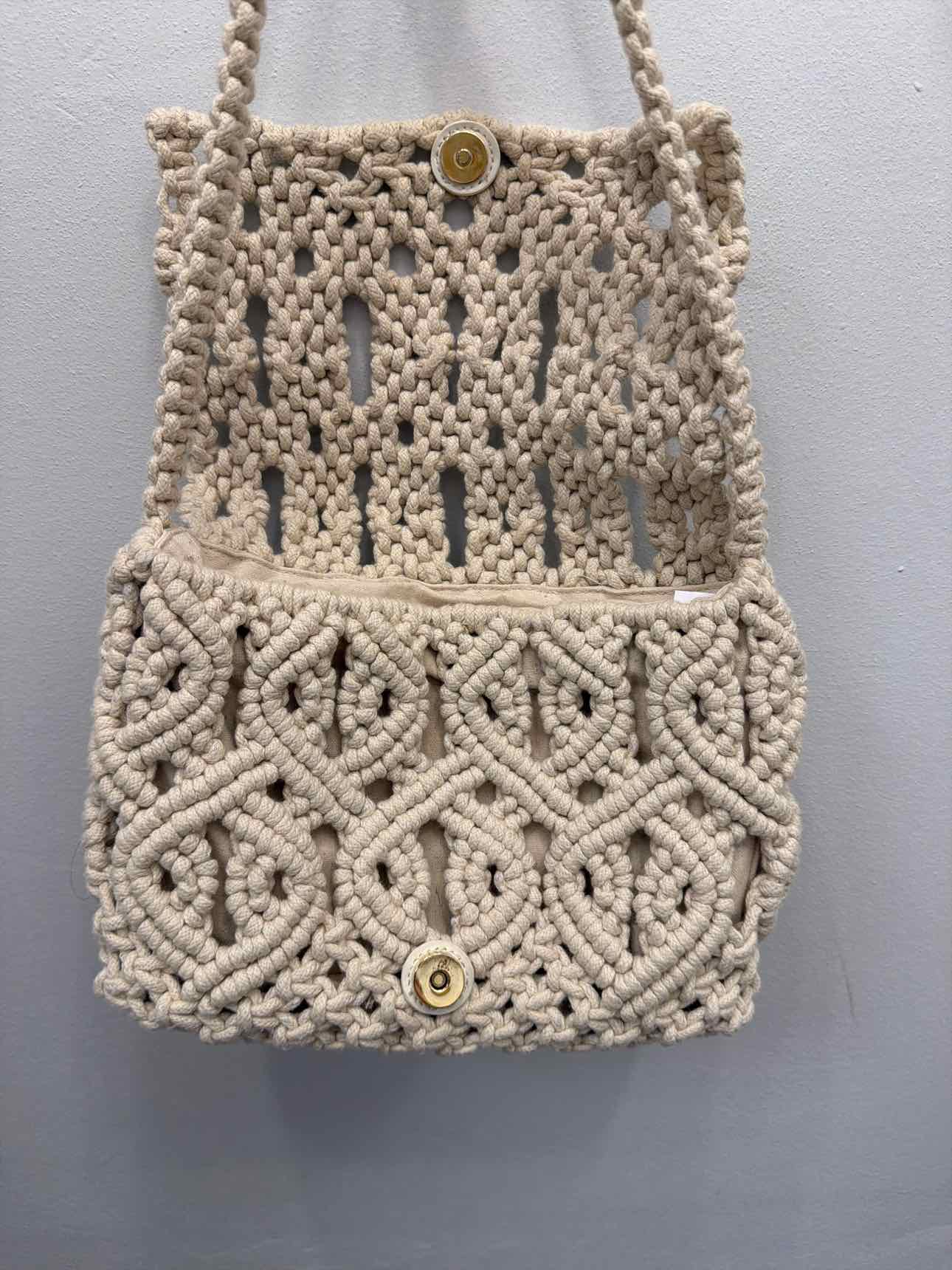 Zara Size Small Cream Macrame Shoulder Bag Handbags