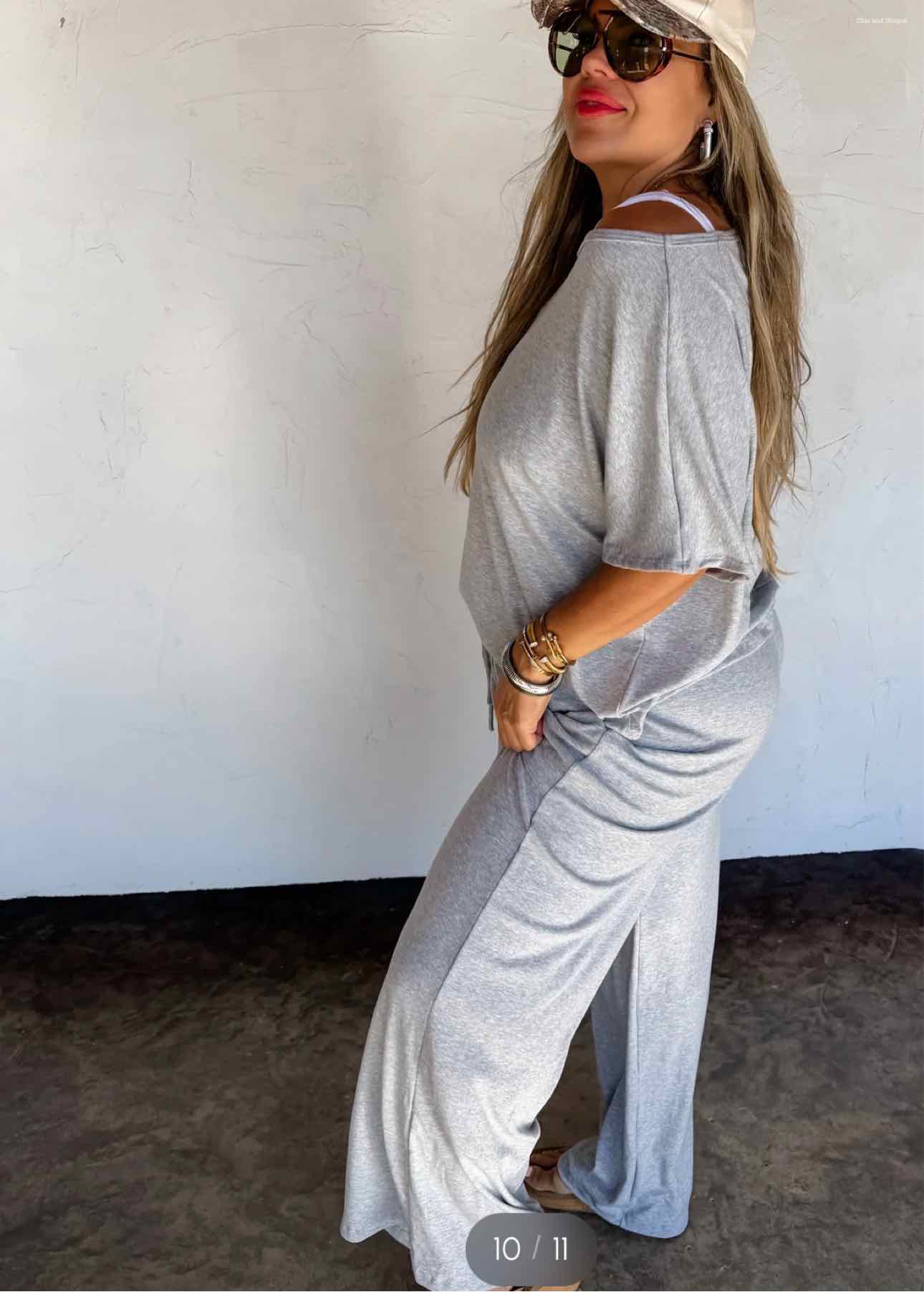 Simple Comfort Lounge Set, Short Sleeve Top and Lounge Knit Pant Set
