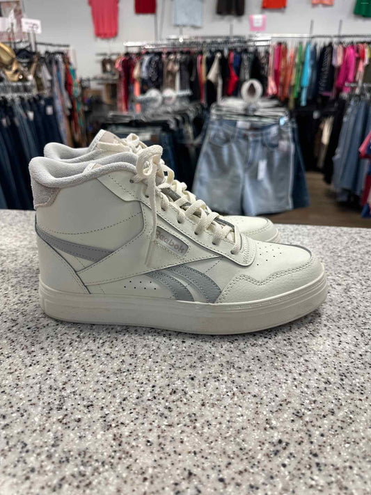 Reebok Size 8.5 'Court Advance Bold' high top sneakers White Grey Shoes