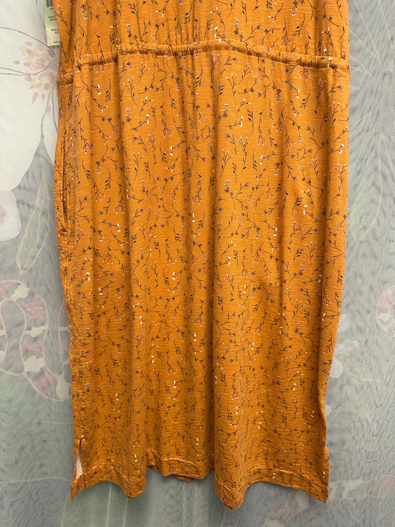 Duluth Trading NEW NWT To n Flow Midi Tank Floral Size 2X Orange Dress