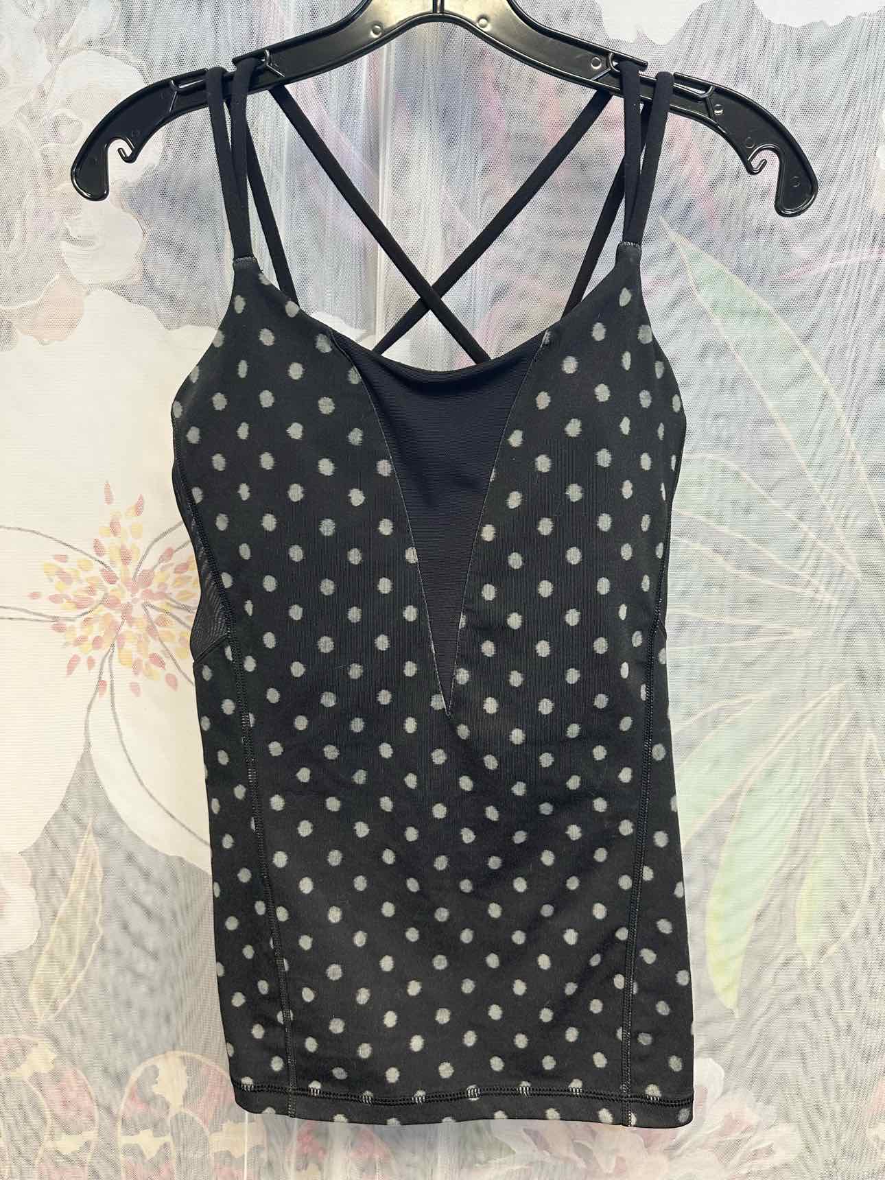 Lululemon Exquisite Dot Print Racerback Mesh Size 8 Black Cami Tank Top
