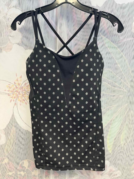 Lululemon Exquisite Dot Print Racerback Mesh Size 8 Black Cami Tank Top