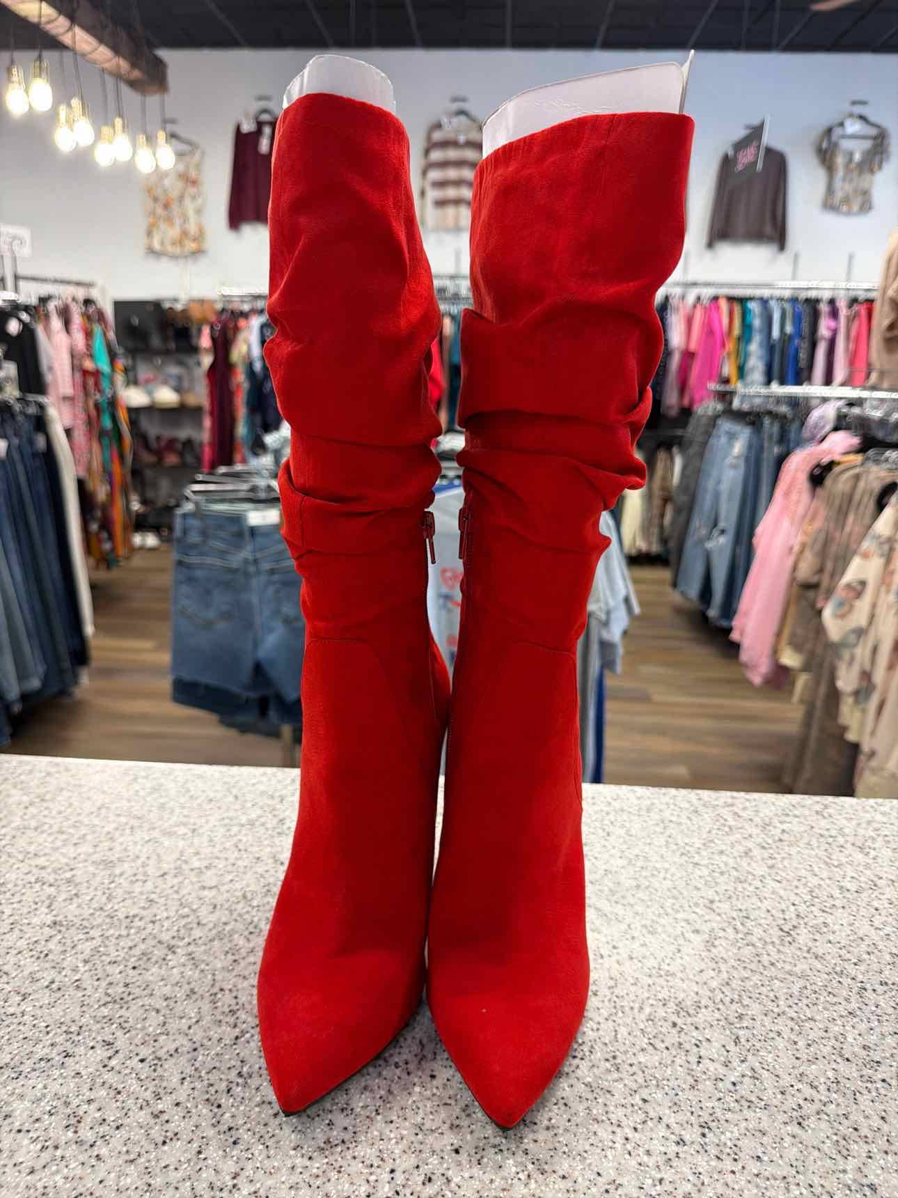 Jessica Simpson Size 9 1/2  Red Lyndy Slouch Faux Suede Tall Boots NEW