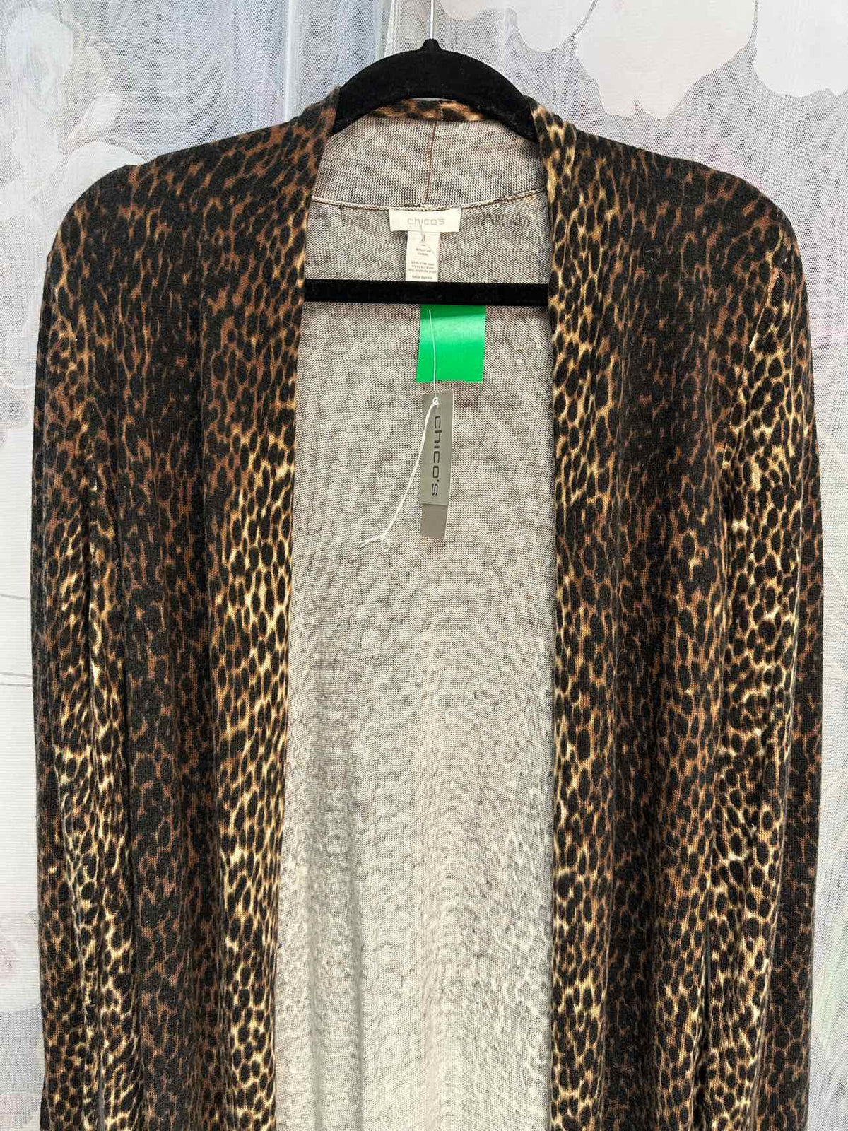 Chico's NEW NWT Speckled Animal Layla Duster Size 1 Brown Cardigan