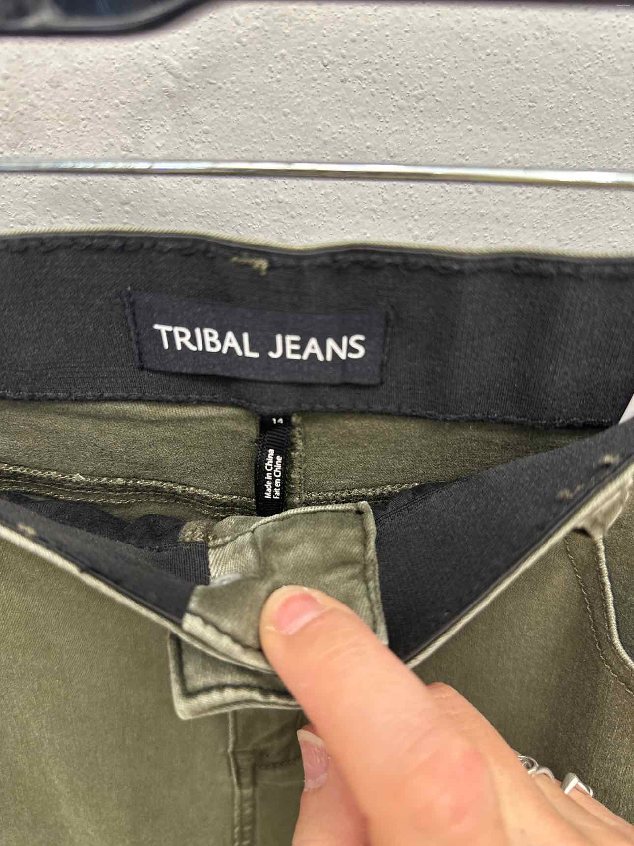 Tribal Jeans Size 14 Olive Pants