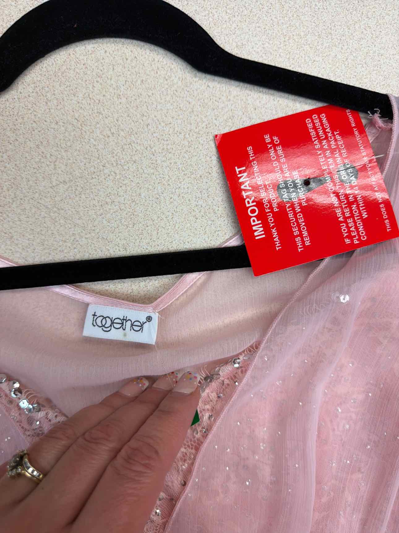 Together NEW NWT Vintage Butterfly Embroidered Flowy Fit & Flare 14 Pink Dress
