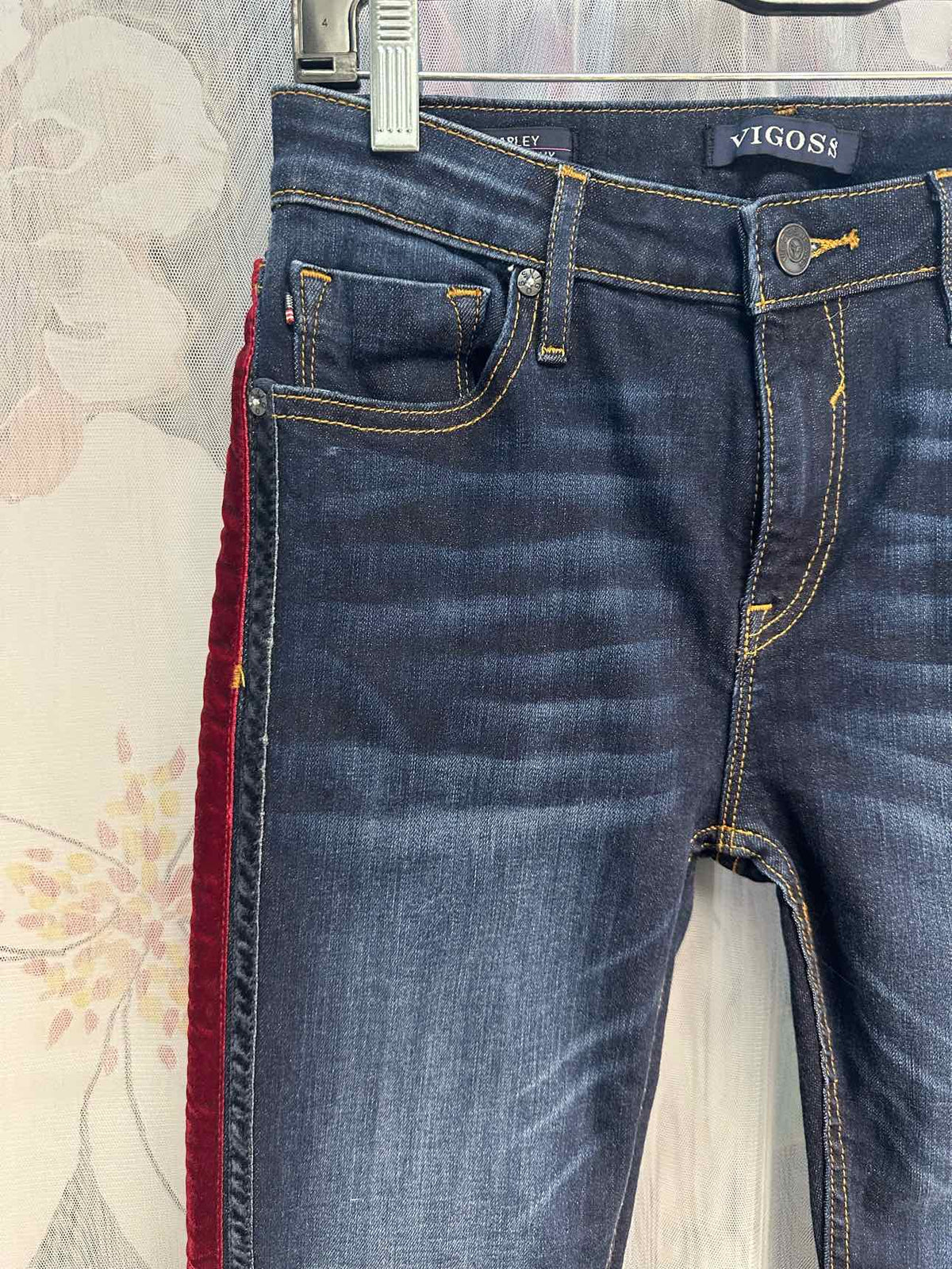 Vigoss Marley Super Skinny Midrise Velour Stripe Size W27 L28 Denim Jeans