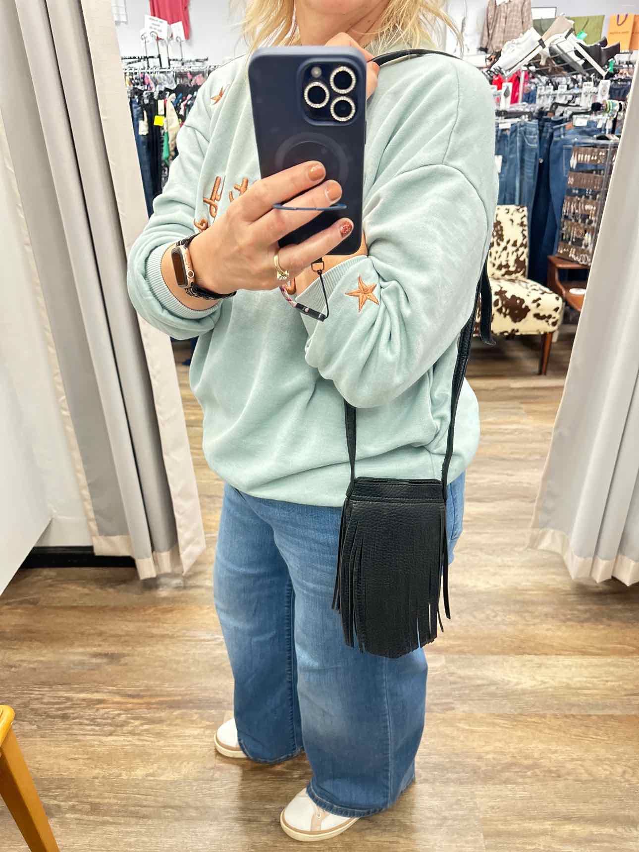 Crossbody Faux Leather Tassel Bag Handbags