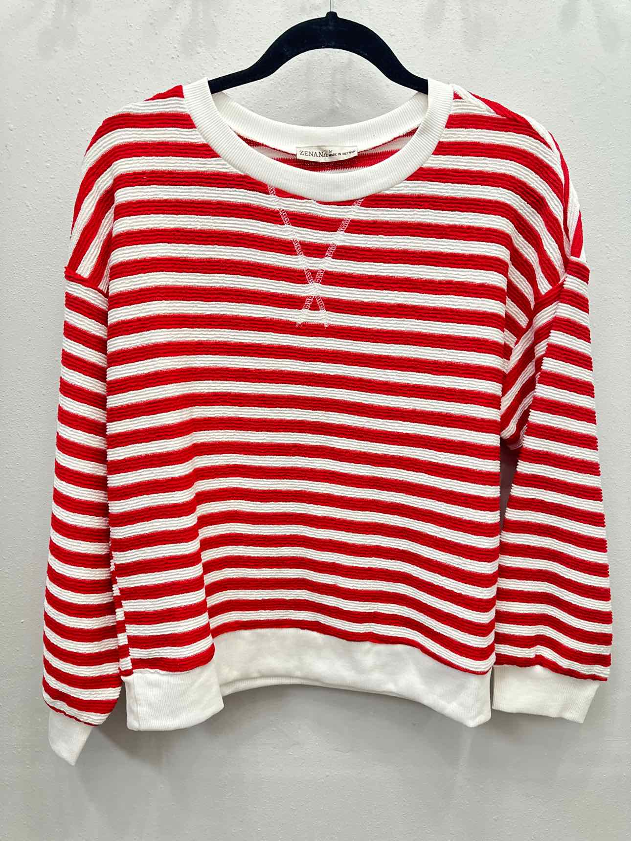 Zenana Textured Striped Long Sleeve Top
