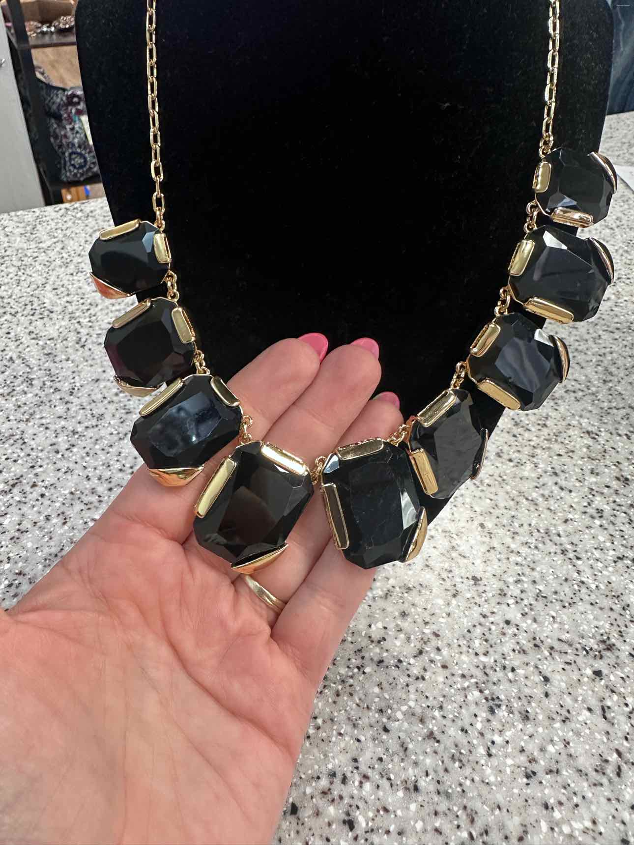 Kate Spade Stepping Stone Collar Black Onyx Gems Black Necklace NWT