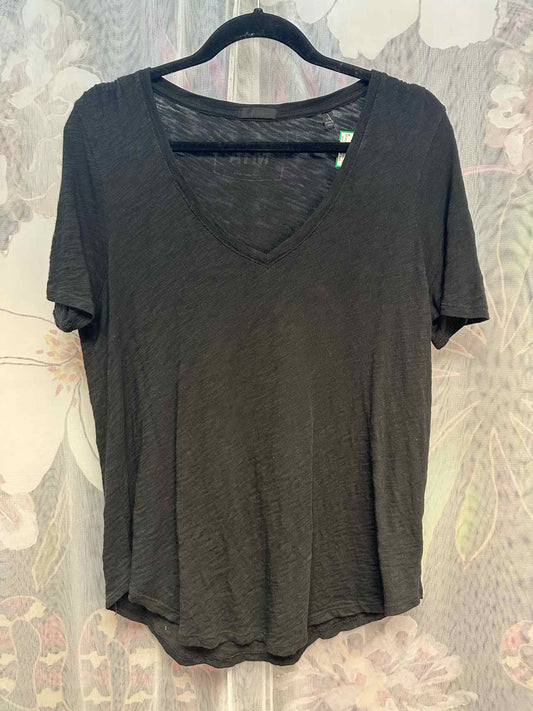 ATM Slub Jersey Lightweight Short Sleeve V-Neck Size Large Black Top