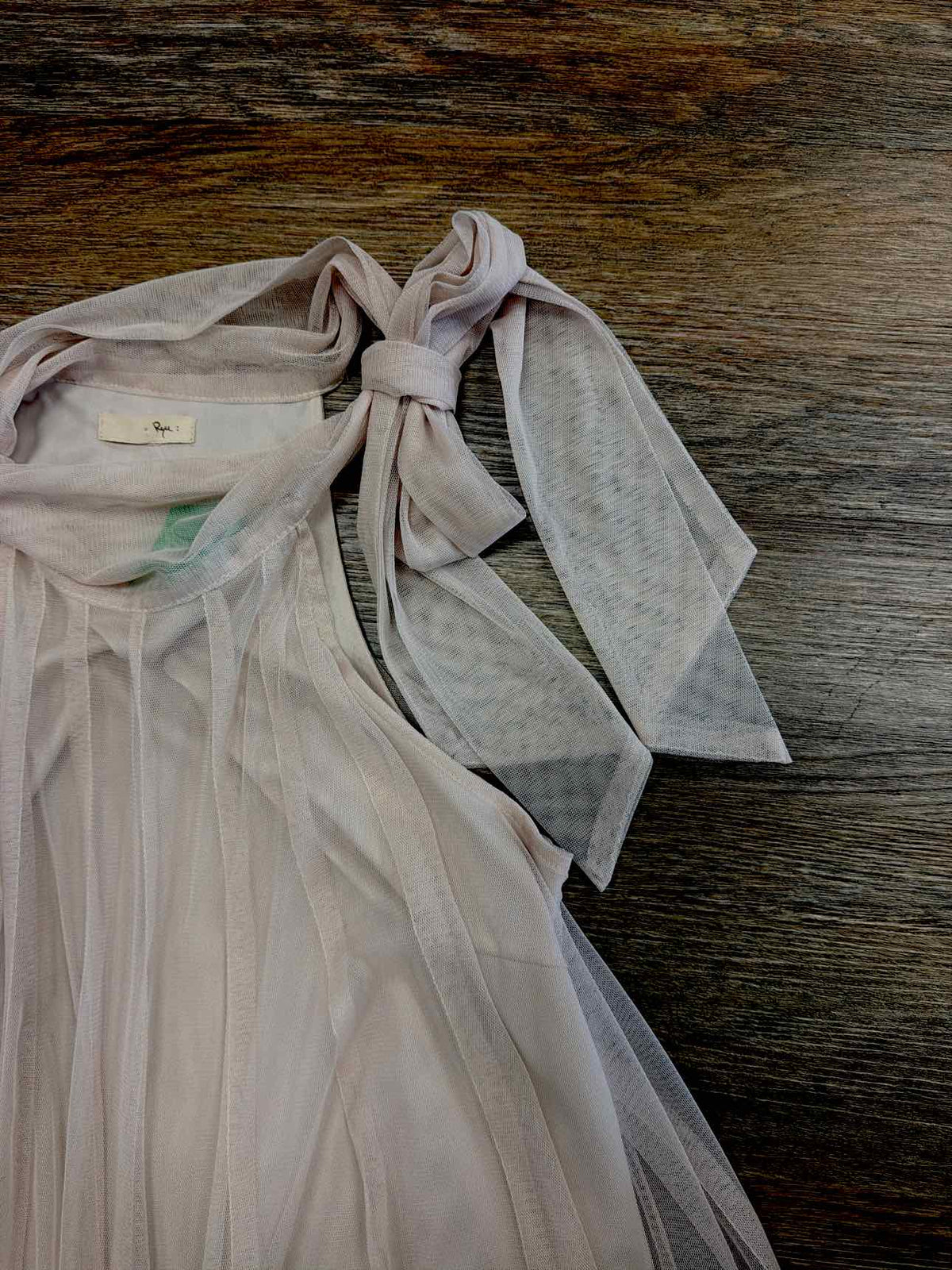Ryu Size S/M Tulle Overlay Sleevelss Dot Beige Dress