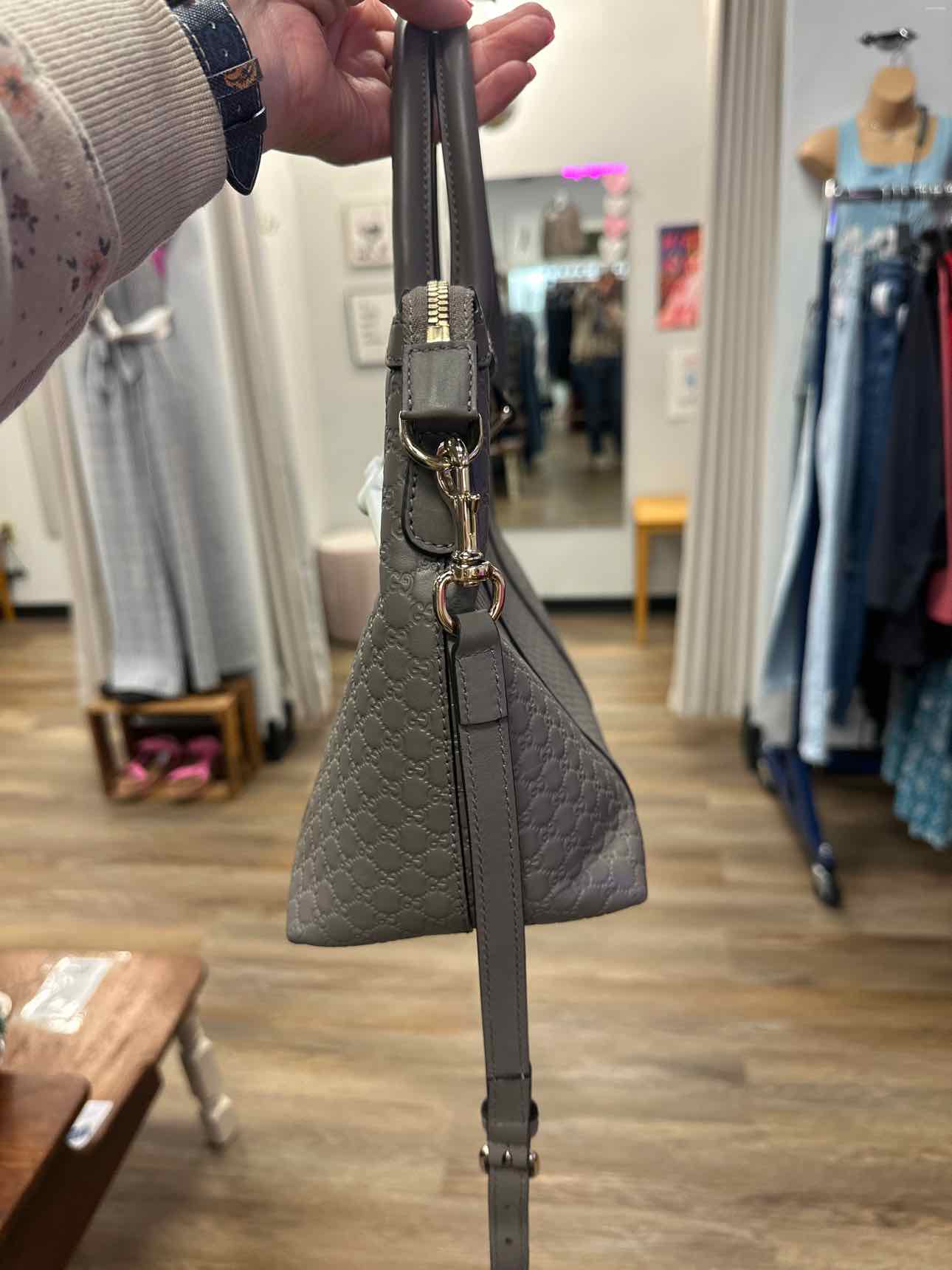 Gucci Size Microguccisima Leather Gray Shoulder Bag Handbags
