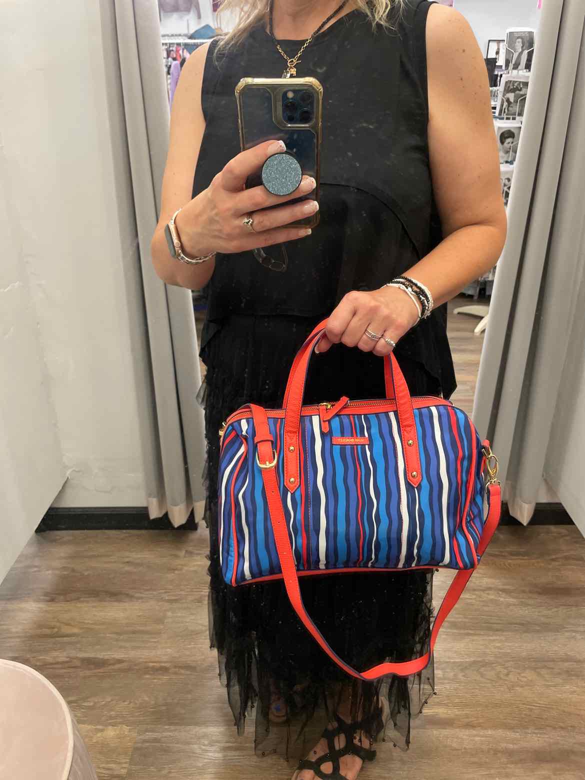 Vera Bradley Preppy Poly Marlo Satchel in Cobalt Stripe Handbags