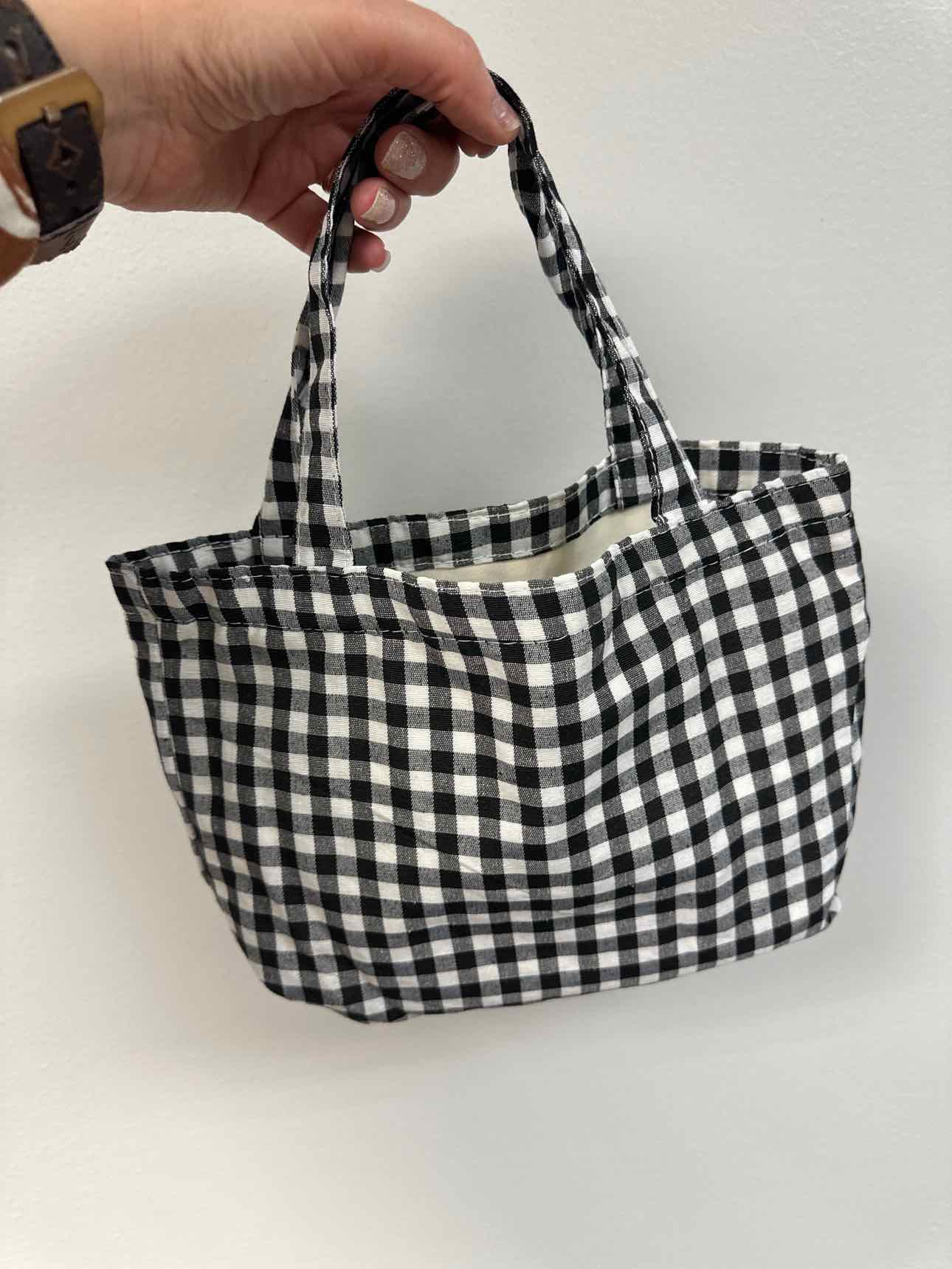 Cotton Tote Bag in Gingham Print